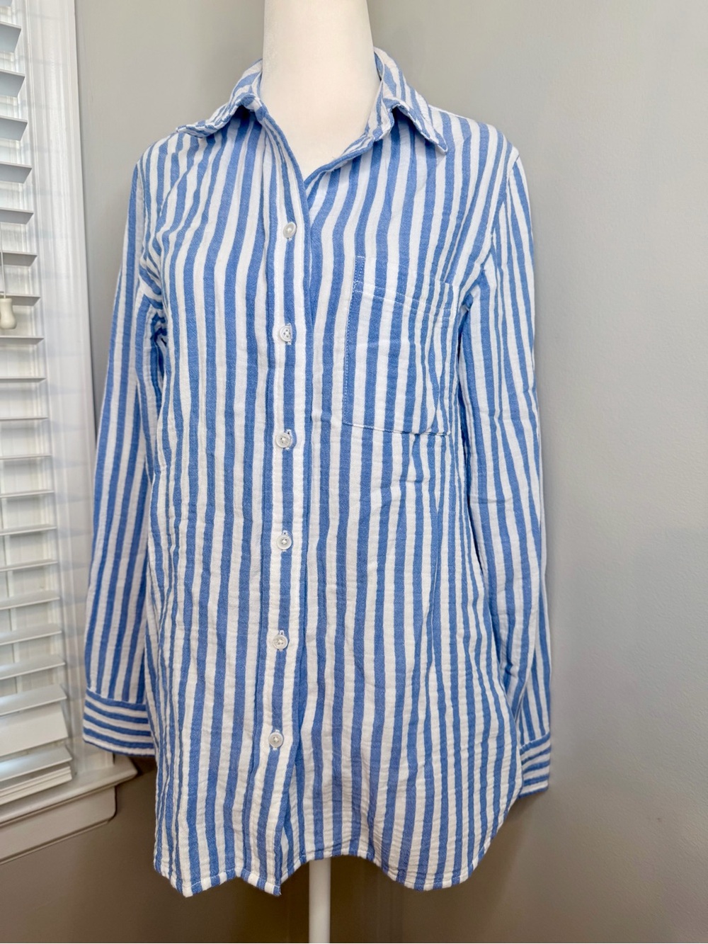 NWT J. Crew Blue and White Stripe Button Down